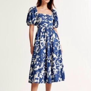 Abercrombie Blue and White Floral Poplin Dress